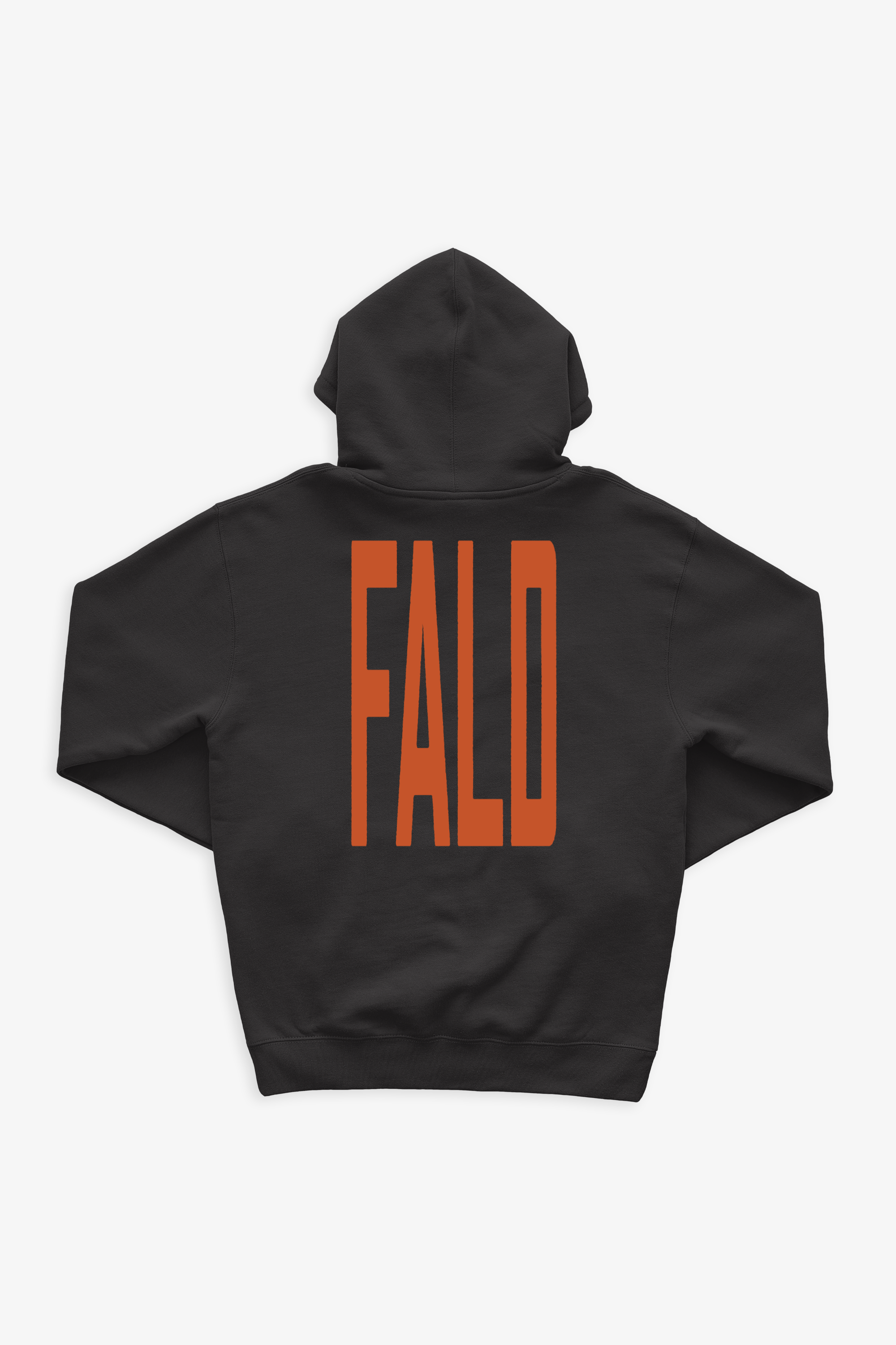 FALD | BLACK 10OZ HOODIE / RED FALD LOGO BACK