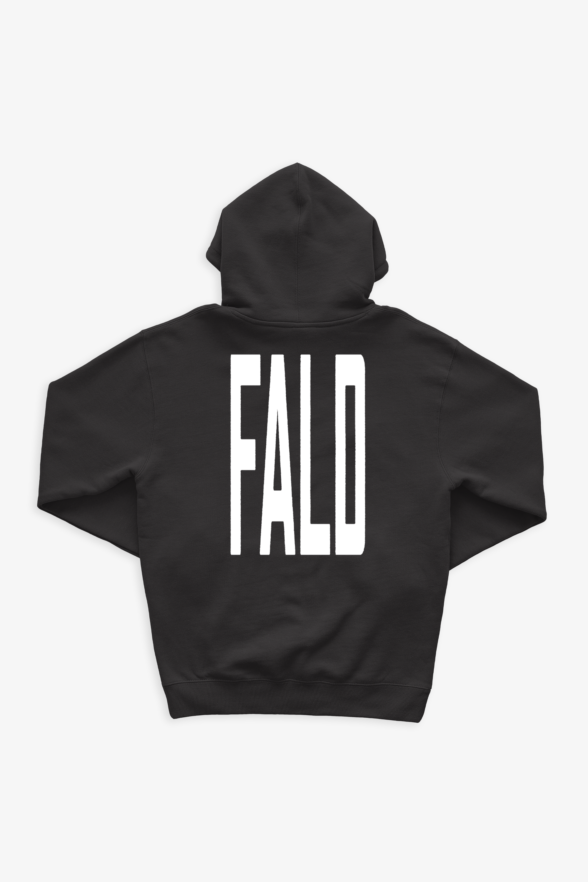 FALD | BLACK 10OZ HOODIE / WHITE FALD LOGO BACK