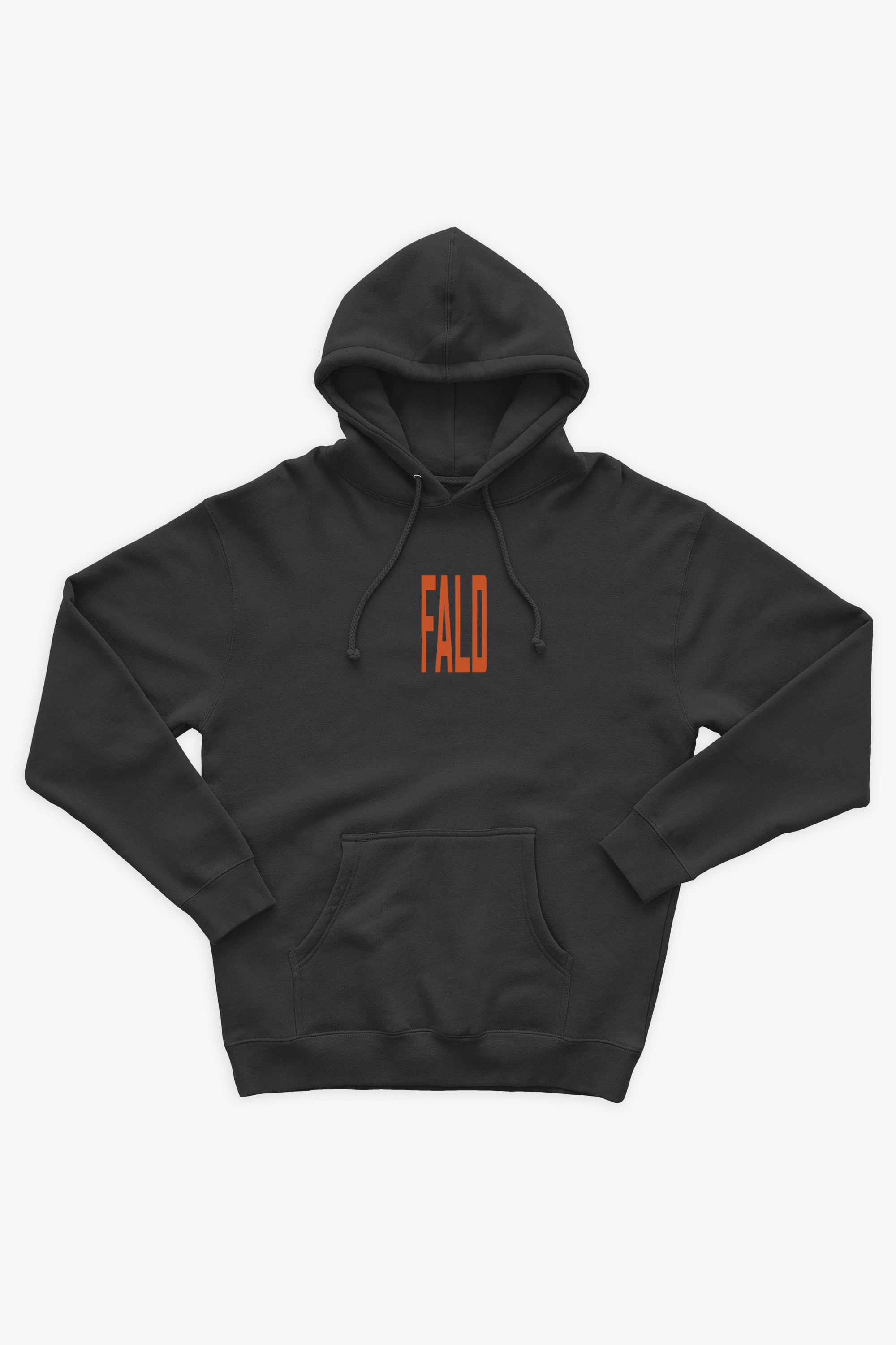 FALD | BLACK 10OZ HOODIE / RED FALD LOGO