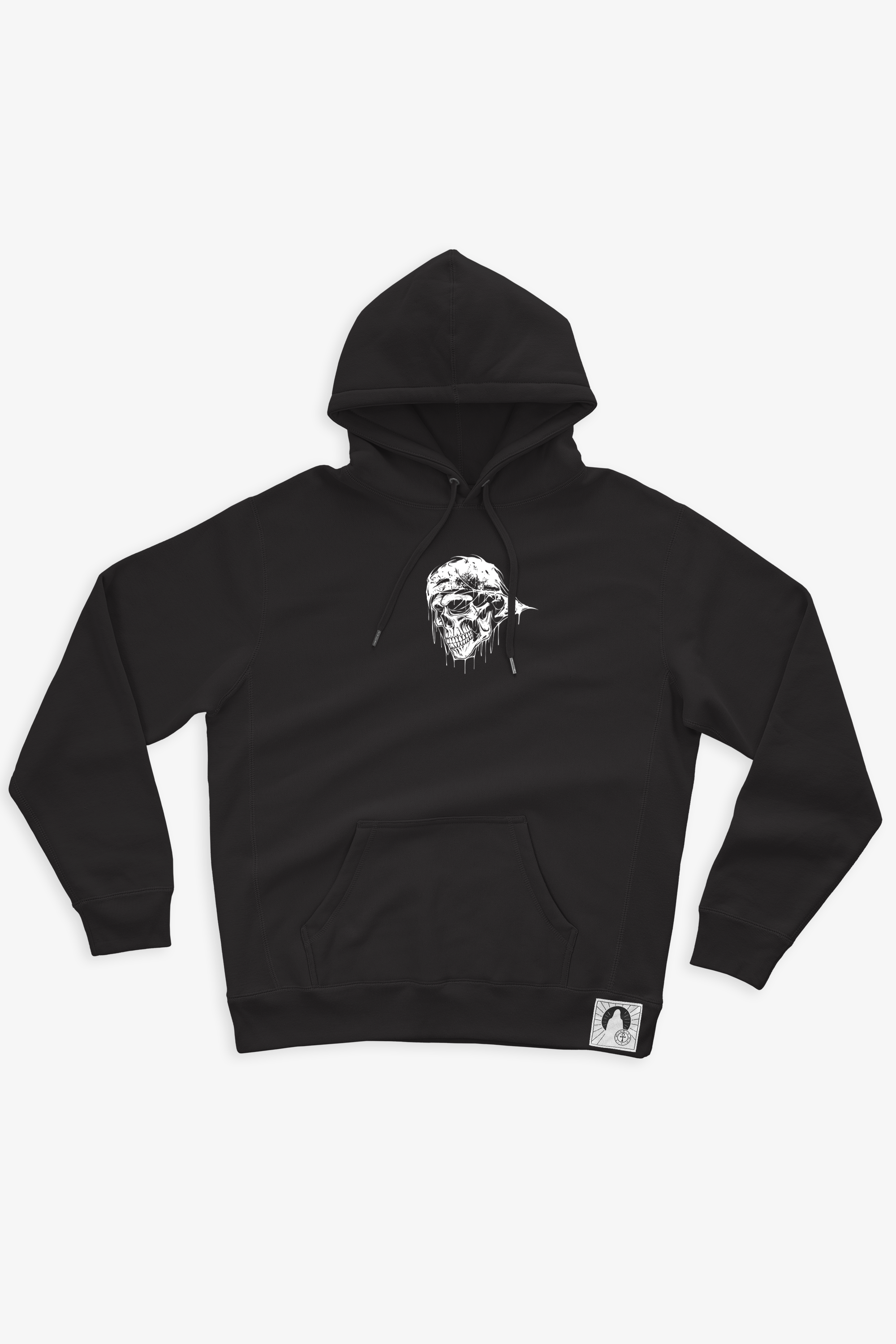 ATVMXXI | BLACK HOODIE 13.5OZ / WHITE SKULL LOGO