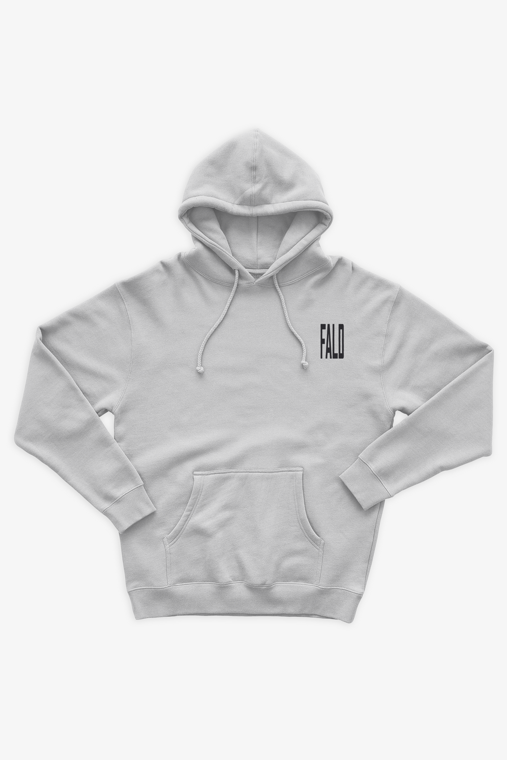 FALD | GREY 10OZ HOODIE / BLACK FALD LOGO BACK