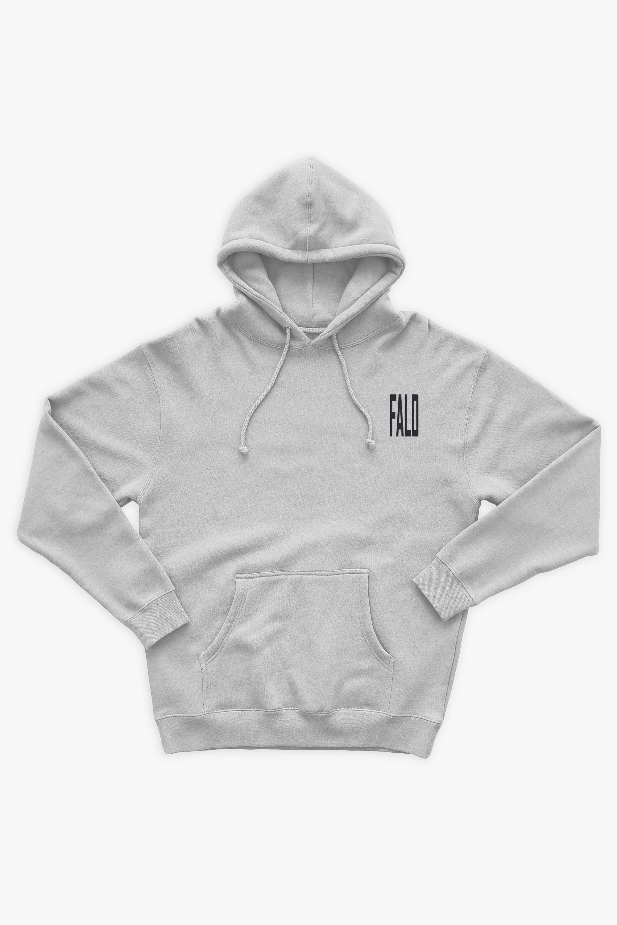 FALD | GREY 10OZ HOODIE / BLACK FALD LOGO BACK