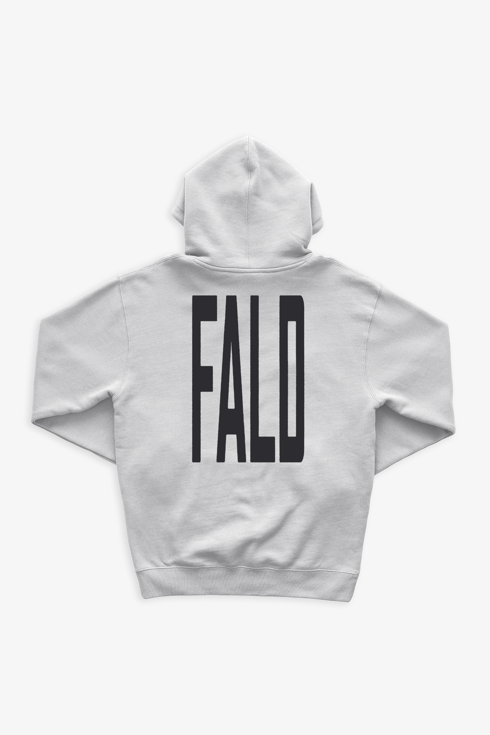 FALD | GREY 10OZ HOODIE / BLACK FALD LOGO BACK