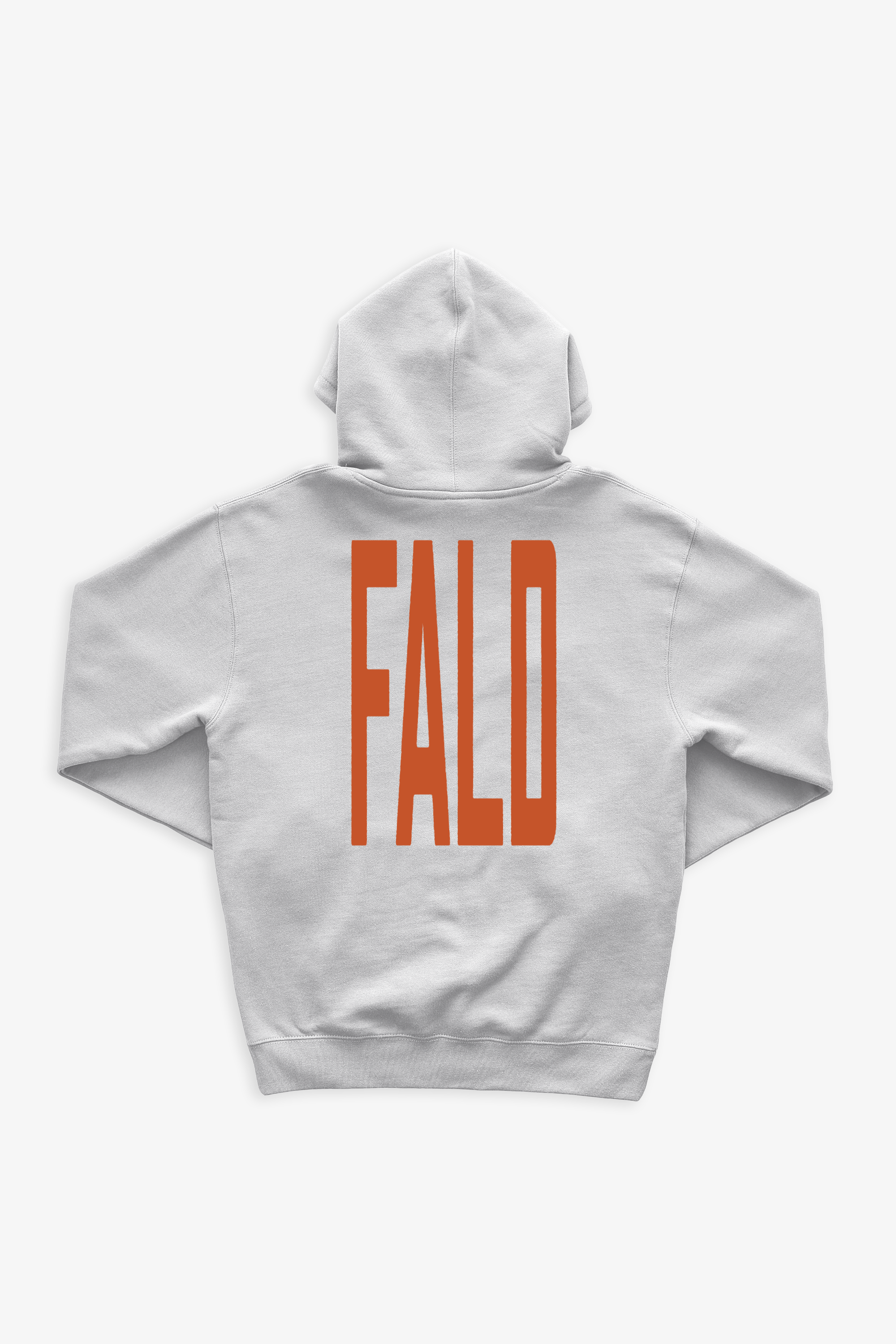 FALD | GREY 10OZ HOODIE / RED FALD LOGO BACK