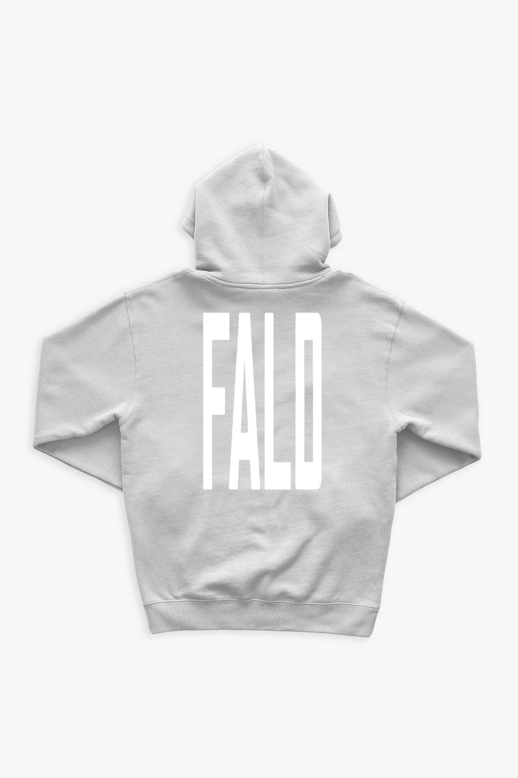 FALD | GREY 10OZ HOODIE / WHITE FALD LOGO BACK