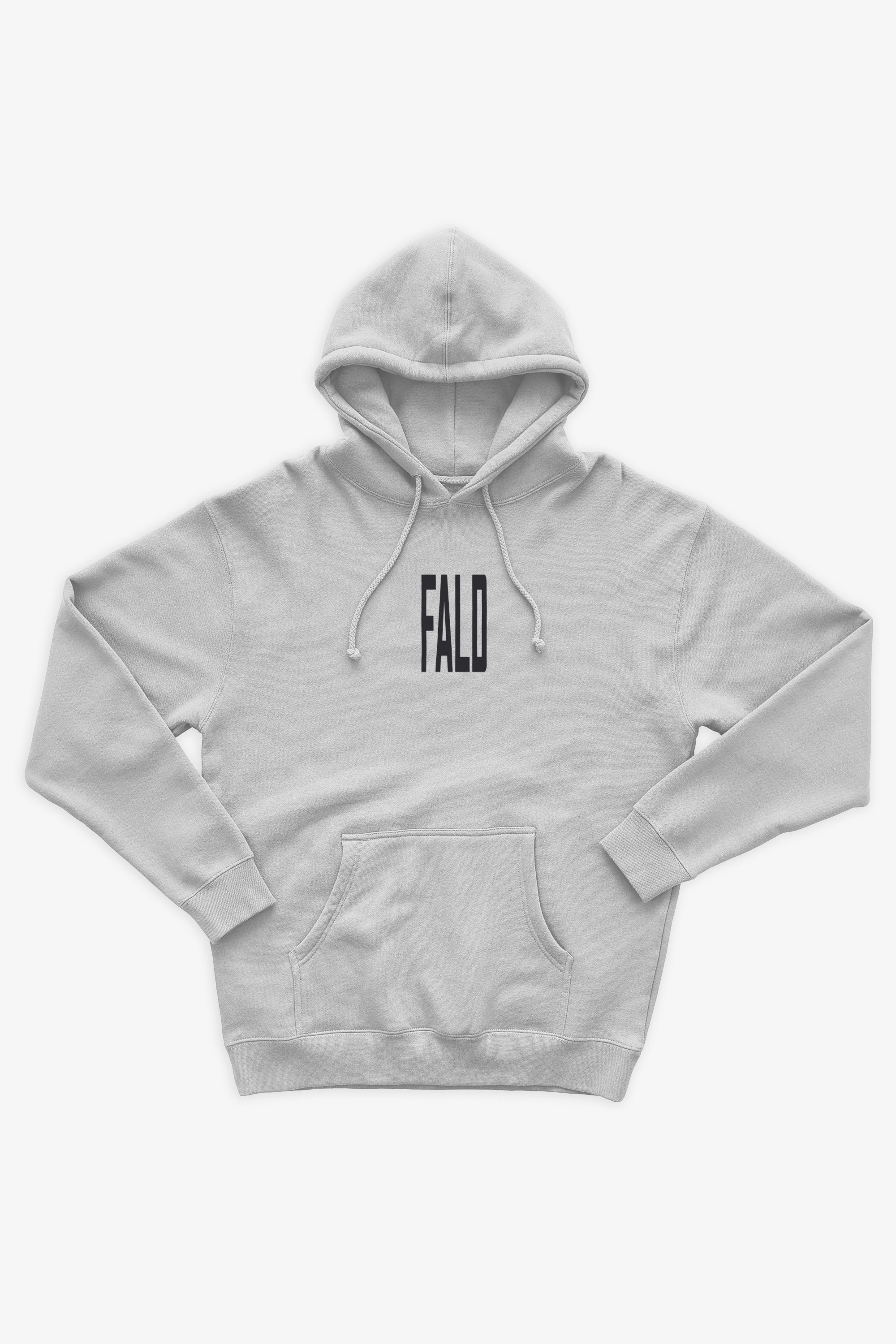 FALD | GREY 10OZ HOODIE / BLACK FALD LOGO