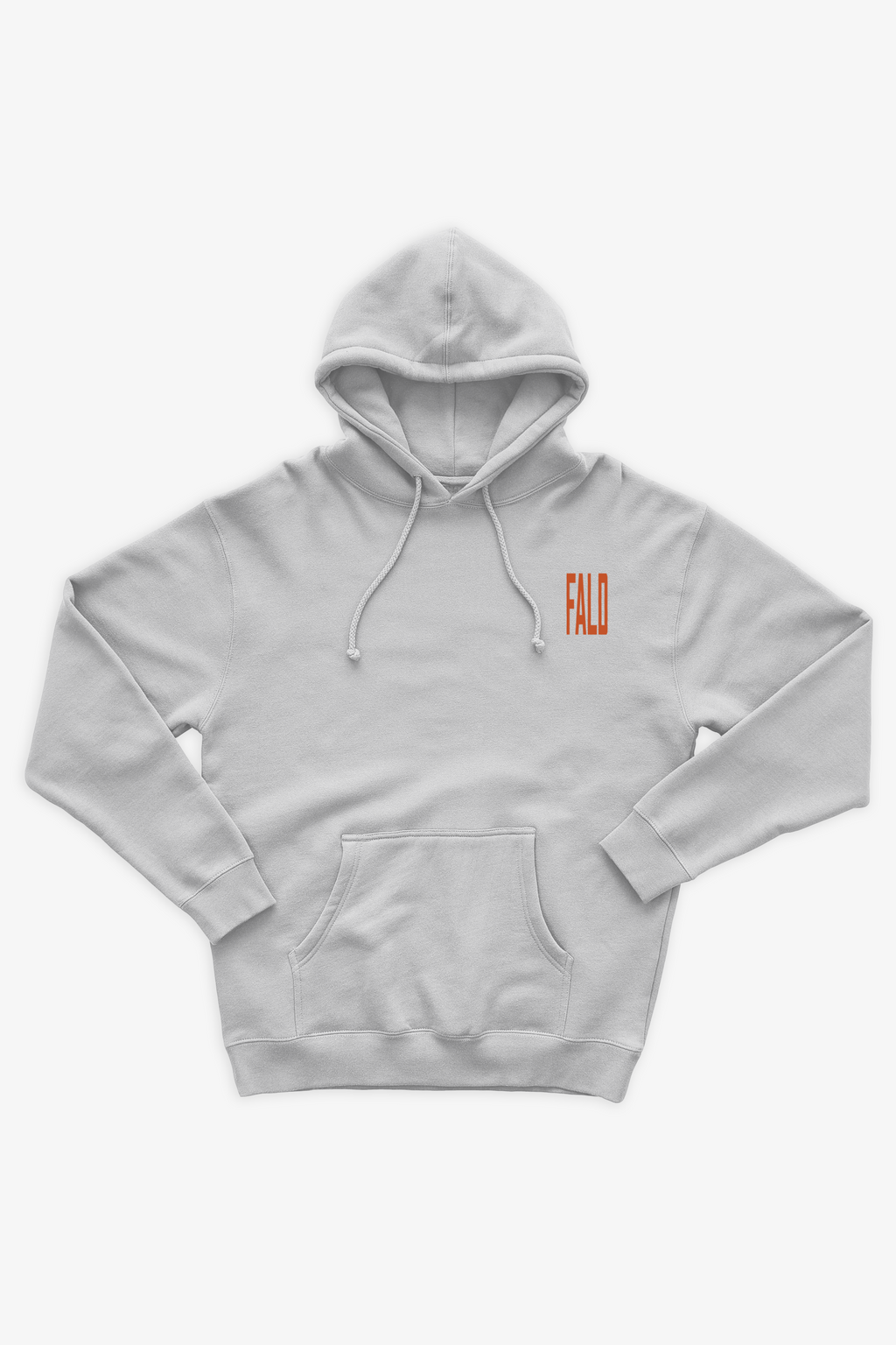 FALD | GREY 10OZ HOODIE / RED FALD LOGO BACK