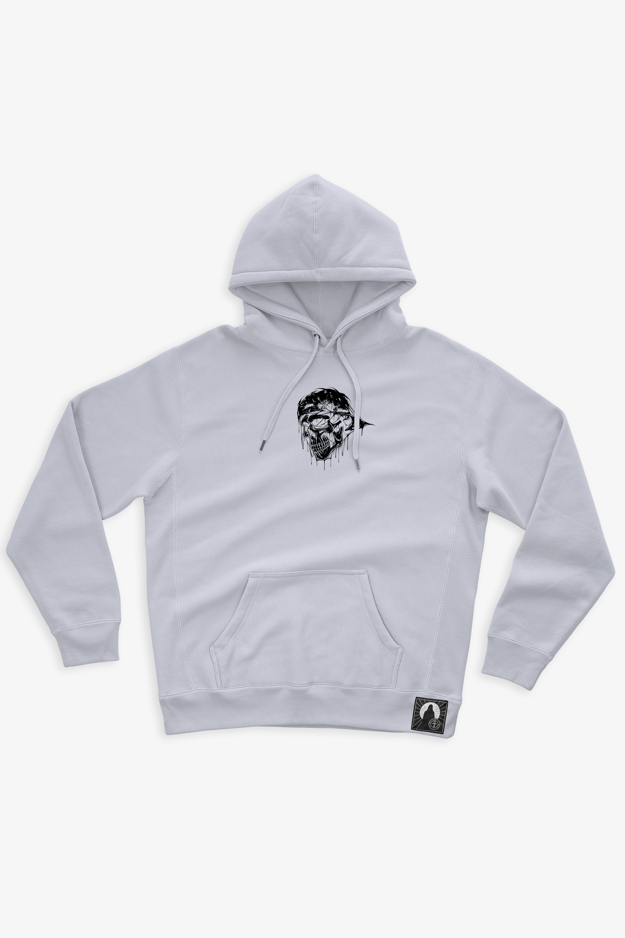 ATVMXXI | GREY HOODIE 13.5 OZ / BLACK SKULL LOGO